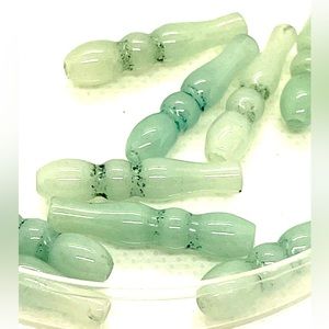 Green Column Gemstone Beads 28mm